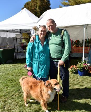 Martha and Robert Glover and Chuck. This year marked their 26th trip to Boothbay’s Fall Foliage Festival. LISA KRISTOFF/Boothbay Register