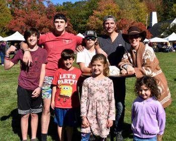 From Brewster, New York, Rob and Michele Laporte and family visit nephew Raymond Mellett in the USCG here. The youngsters are all natural acrobats! LISA KRISTOFF/Boothbay Register