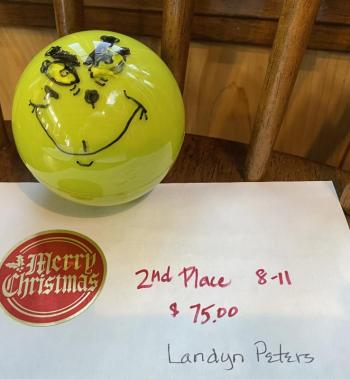 Second Place, ages 8-11, went to Landyn Peters. The back of the ornament showed a Grinch’s heart grown three sizes! Debbie Todte photo