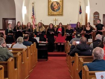 BRHS Chorus, from left, Justine Marshall, Rachel Barter, Suzie Edwards, Ivory Cody, Chloe Joneth, Skyla Carrier, Hannah Hills, Rose Campbell, Sarah Harris and Grace Campbell. CANDI JONETH/Boothbay Register