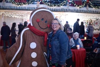 Ginger and Rep. Holly Stover share a holiday hug during the 2022 Gingerbread Spectacular. Robert Mitchell photo