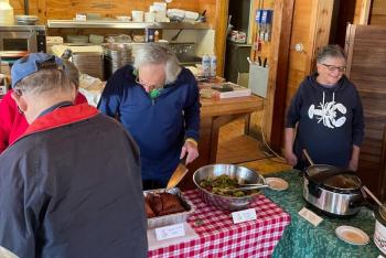 Bob and Kitty Boyd serve up a fabulous lunch and Douglas Burnham was all in. Jen Mitchell photo
