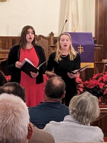 Skyla Carrier and Hannah Hills perform. CANDI JONETH/Boothbay Register