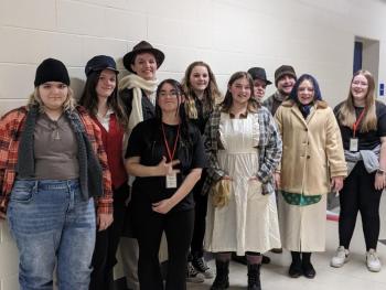 The cast, from left, back row: Kai Pitcher, Rose Campbell, Grace Campbell, Ivory Cody, Mathew Little and Eric Maki. From left, front row: Justine Marshall, Skyla Carrier, Suzie Edwards and Rachel Barter. CANDI JONETH/Boothbay Register