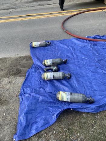 Spare Scott Air-Pak cylinders. KEVIN BURNHAM/Boothbay Register