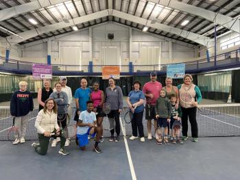 Family Pickleball and Tennis Mashup Participants on March 12. Courtesy of Allyson Goodwin