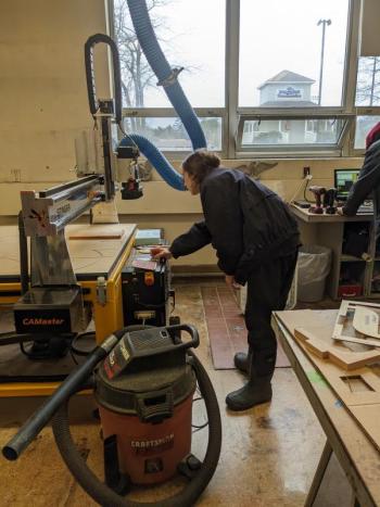 CAMaster router drills at 18,000 rpms. CANDI JONETH/Boothbay Register