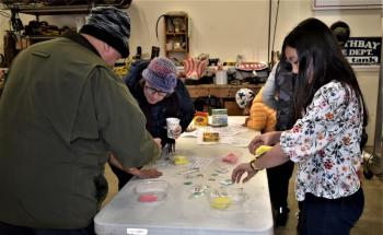 An Easter tattoo table was inside the station along with an arts and crafts table, and one just for sitting and eating. LISA KRISTOFF/Boothbay Register