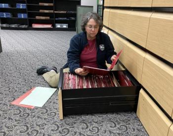 Elaine Jones researching at National Archives. Courtesy of Elaine Jones