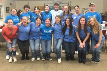 Interact Club members gather for a photo at the club’s fundraising dinner April 13. STEVE EDWARDS/Boothbay Register