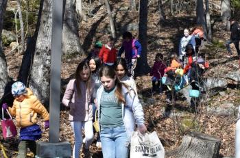Leaving this section of the woods bound for the Easter egg field. LISA KRISTOFF/Boothbay Register