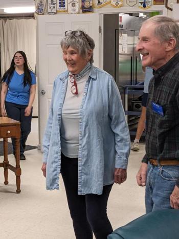 Rotarians Alice Mutch and Doug Harley at the Interact dinner. CANDI JONETH/Boothbay Register