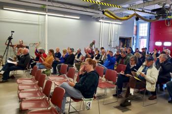 Boothbay Harbor residents vote during town meeting May 6. FRITZ FREUDENBERGER/Boothbay Register