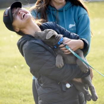 Savannah Compare and a friend enjoy the brisk spring afternoon. FRITZ FREUDENBERGER/Boothbay Register