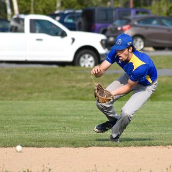 Gryffin Kristan hustles for the ball May 19. FRITZ FREUDENBERGER/Boothbay Register