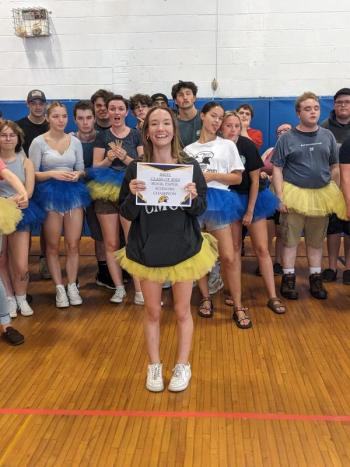 2023 Rock, Paper, Scissors Champion Meghan Leeman at BRHS senior field day. CANDI JONETH/Boothbay Register