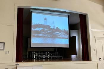 Burnt Island’s bell tower used to warn of heavy fog before it was torn down in the 1960s. ISABELLE CURTIS/Boothbay Register