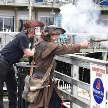 Defending pirates exchange fire with the invaders. FRITZ FREUDENBERGER/Boothbay Register