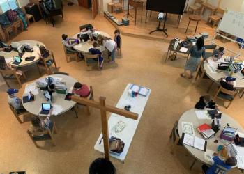 Twenty-two Boothbay Region Elementary School fourth graders are completing their studies this spring at St. Columba’s Episcopal Church on Emery Lane. BILL PEARSON/Boothbay Register