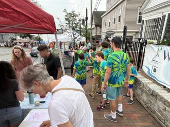 Busy sidewalks are a feature of Wiscasset Art Walk. Bob Bond photo