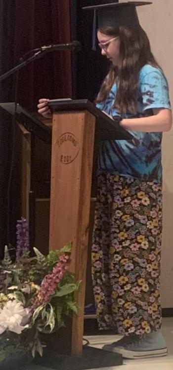 Margaret McCarthy remembered former teacher Deb Beam who died in 2020. BILL PEARSON/Boothbay Register