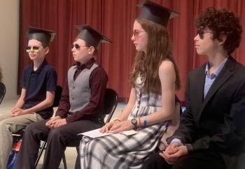 Edgecomb Eddy third graders gave graduating sixth graders sunglasses June 22 as a class gift. BILL PEARSON/Boothbay Register