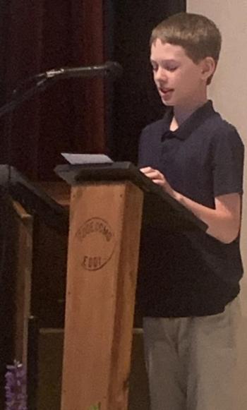John Cooper received the Sara Leone Outstanding Citizenship Award June 22 during the sixth-grade graduation ceremony. BILL PEARSON/Boothbay Register