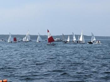 Boats of all kinds gather at Cedarbush nun 6 to celebrate Southport Yacht Club’s centennial anniversary. CANDI JONETH/Boothbay Register