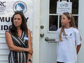 Southport Central School teacher Julie Browne, left, and student Mabel Kaler. CANDI JONETH/Boothbay Register