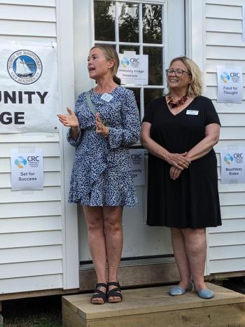 Julie Roberts, president of Boothbay Harbor Region Chamber of Commerce, left, and CRC Operations Director and State Rep. Holly Stover. CANDI JONETH/Boothbay Register