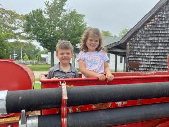 Graham and Quinn Montgomery of Falmouth enjoy their second summer visiting BRVM. ISABELLE CURTIS/Boothbay Register