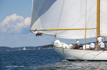 Fixing the sail. Courtesy of Don Snyder