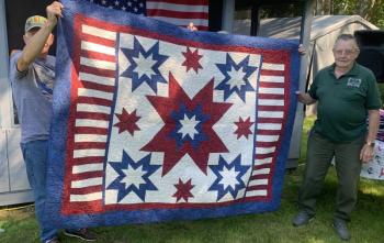 Veteran Arthur Richardson received a “Quilt of Appreciation” Sept. 17 for his service in the U.S. Air Force from 1954 to 1962. BILL PEARSON/Boothbay Register