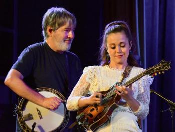 15-time Grammy winner Bela Fleck with Sierra Hull during the sold out Aug. 3 show this anniversary year. Peter Southwick photo