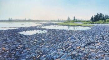Janice Anthony’s “Schoodic Pools” 22” x 40” was sold before the First Friday reception began at Gleason Fine Art.