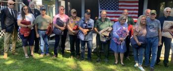 These 13 veterans received a “Quilt of Appreciation” Sept. 17 during a ceremony held in Nobleboro. BILL PEARSON/Boothbay Register