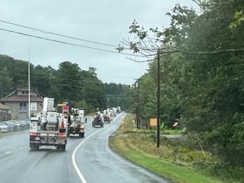 Power crews head up Route 1 in Newcastle to work to restore power in the Damariscotta region. FRITZ FREUDENBERGER/Boothbay Register