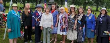 DAR Daughters at General Henry Knox Day celebration, July 22, 2023. Regent Belknap and Treasurer Miller on each end. Courtesy photo