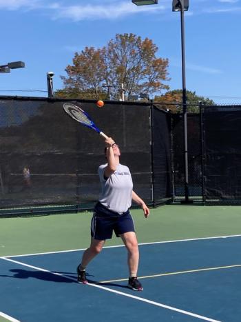 Valerie Giles serves during the tournament. Courtesy of Toby LeConte
