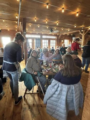 Betty Maddocks looks to help a diner at Community Lunch. Jen Mitchell photo