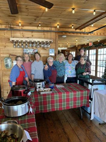 Some of the Nov. 13 Community Lunch work crew. Pictured from left are Karen Cronk, Kris Ward, Trish Fallon, Maggie Tourtillotte, Nancy Harriman, Lisa Hallinan, Tancy Mitchell and Scott Edwards. Jen Mitchell photo