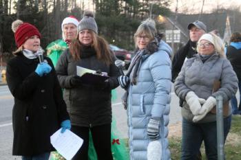 Emcees, from left, Julie Roberts, Lisa Walby and Betty Jean Maddocks. STEVE EDWARDS/Boothbay Register