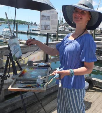 An artist works from Waterfront Park. File photo