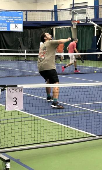 At the top of their game, pickleball players are highly competitive, never taking their eye off the ball. JENNY BENNETT/Boothbay Register