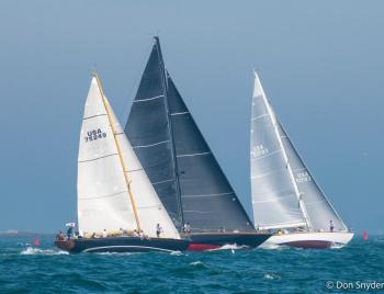 Three teams go head-to-head at the 2022 Boothbay Harbor Yacht Club Regatta and Shipyard Cup Classics Challenge. Don Snyder photo