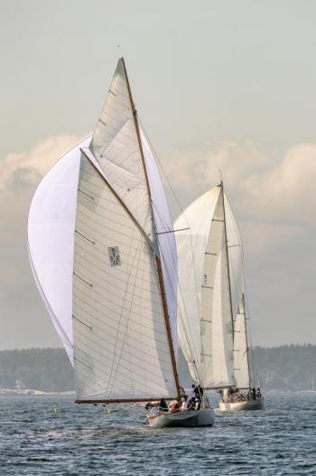 The crew of the Marilee nipping at Black Watch’s heels during the 2023 race. Rod Harris Photography photo