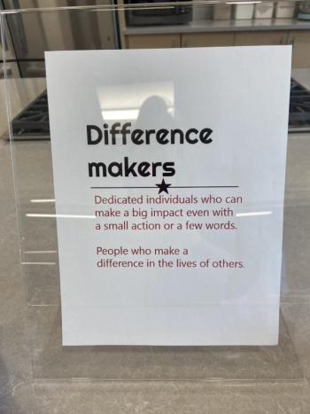 One of the many signs around the room appreciating the staff’s service to the community. Courtesy of BRYMCA