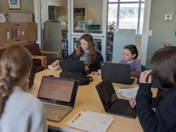 Girls Who Code is a nonprofit for fifth through eighth grade girls and non-binary students aiming to close the gender gap in technology. All BHML clubs are free and open to all area students. give IT. get IT. has donated a dozen newly refurbished laptops to BHML in support of clubs and community. CANDI JONETH/Boothbay Register