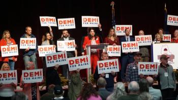 US Senate candidate Demi Kouzounas addresses ME GOP Convention. Courtesy photo