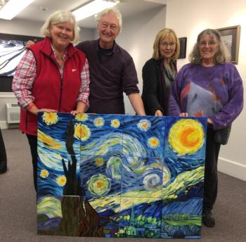 Four of the nine artists who worked on BRAF’s “The Starry Night” in 2016, from left: Sally Giddings Smith, Tony van Hasselt, Jennifer Litchfield and June Rose. Courtesy of Bruce Burnham